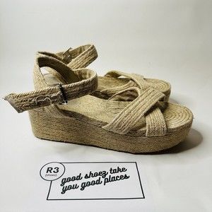 Pull & Bear Womens Woven Platform Espadrillas EU 41